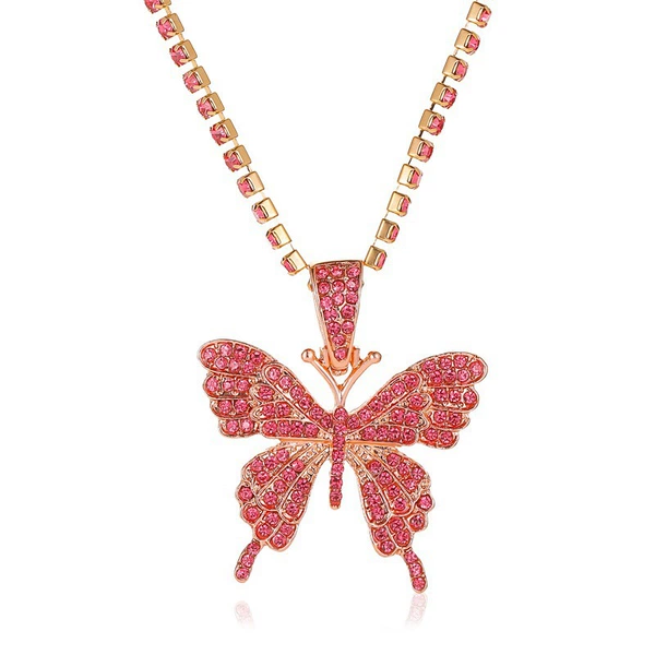 KC gold pink diamond big butterfly