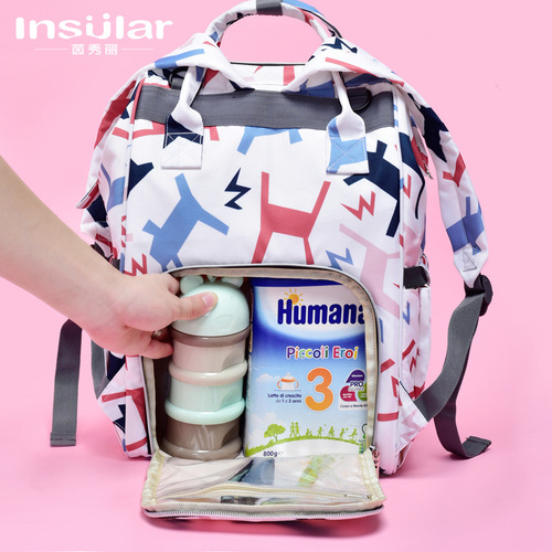 Yinxiuli Fashionable Large Capacity Printed Mummy Bag Multifunctional Waterproof Mother and Baby Outing Backpack Maternity Bag
