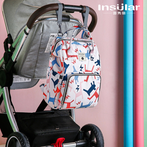Yinxiuli Fashionable Large Capacity Printed Mummy Bag Multifunctional Waterproof Mother and Baby Outing Backpack Maternity Bag