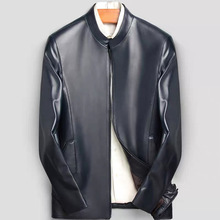 定制2025新款海宁头层绵羊皮真皮皮衣男短款立领商务修身中年外套