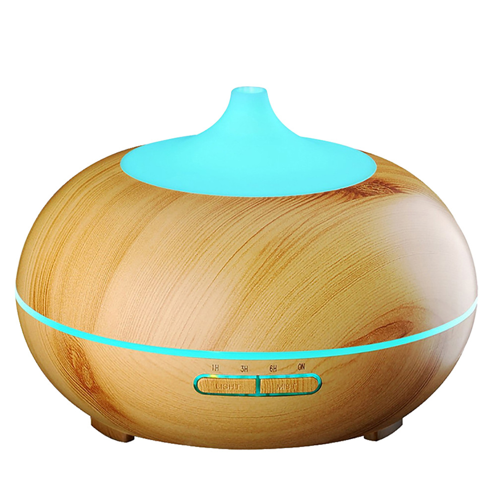 Grano de madera máquina de aromaterapia humidificador 550ml control remoto inteligente ultrasónico colorido lámpara fragancia máquina aceite esencial fábrica al por mayor