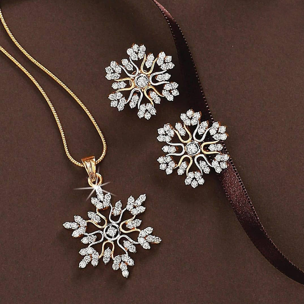 Cross-border new suit jewelry temperament simple full diamond alloy snowflake necklace earrings Tanabata Valentine's Day gift
