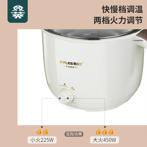Multifunctional knob fast and slow electric cooking pot student dormitory mini stainless steel noodle cooking pot household non-stick small electric hot pot