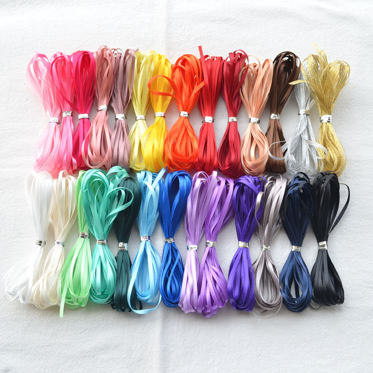 3mm Thin Ribbon Double-Sided Polyester Ribbon Ribbon Bag Clip Satin Ribbon Handmade Hair Accessories Headdress DIY Jewelry Accessories Material