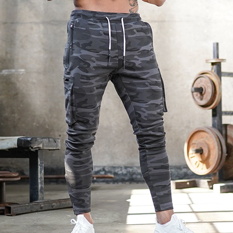 Spring and Autumn casual youth straight leg multi pocket camouflage pants, men's zippered small ankle sports pants_voghion.com