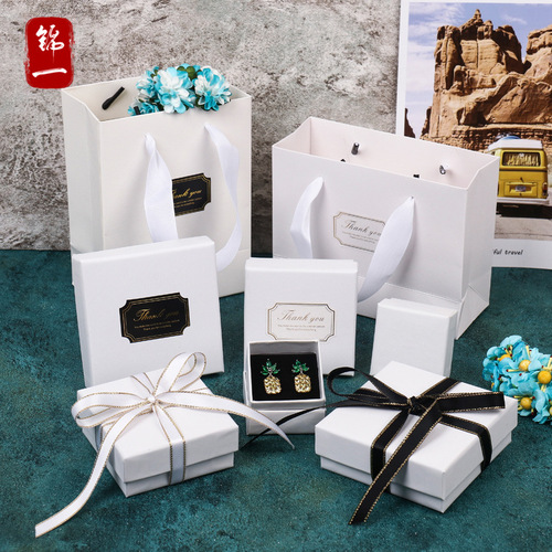 Wholesale factory pure white glossy jewelry box earring ring box accessory packaging box shoulder bag with logo available