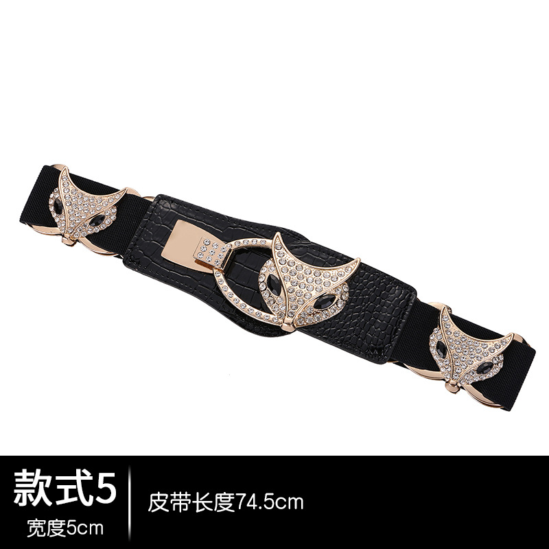 Cinturón de diamantes de imitación cinturón súper ancho estilo coreano de las mujeres cintura elástica sello de cristal decoración versátil moda vestido personalizado para las mujeres