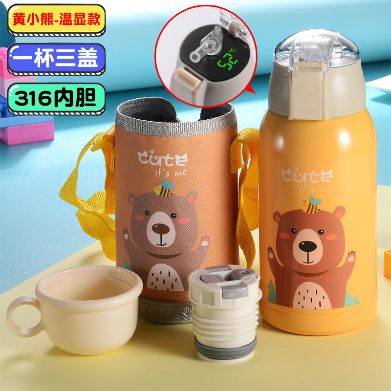 Inteligente taza del vacío de los niños taza de acero inoxidable estudiante de dibujos animados taza de paja al aire libre hervidor regalo taza de agua personalización