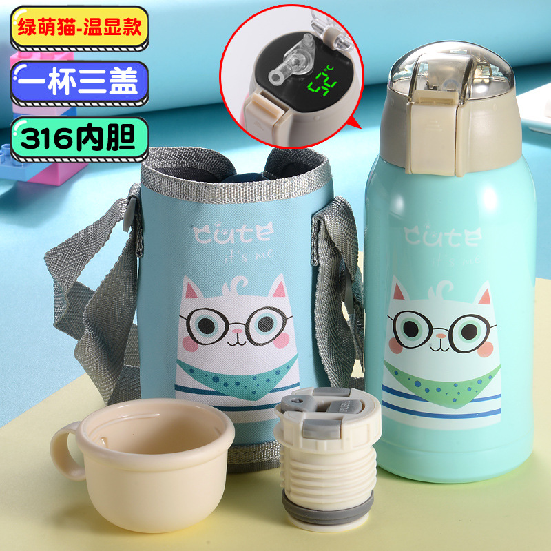 Inteligente taza del vacío de los niños taza de acero inoxidable estudiante de dibujos animados taza de paja al aire libre hervidor regalo taza de agua personalización