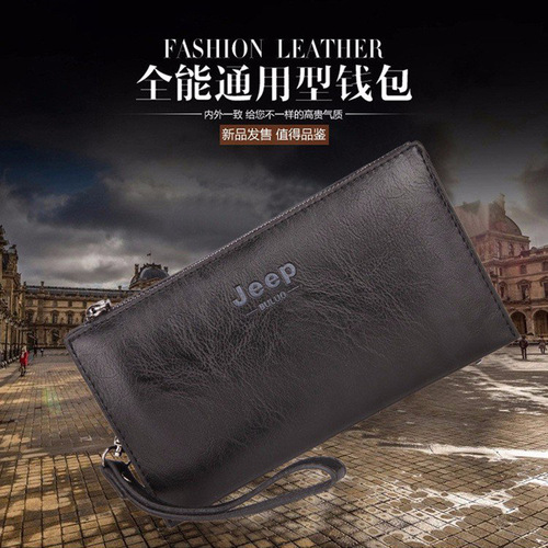 New men's clutch zipper bag Korean version business casual retro ultra-thin wallet wallet mobile phone bag ticket holder