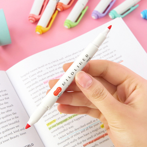 Japanese ZEBRA zebra highlighter pen for students with light color double-headed pen to mark key points WKT7 pen new color complete set