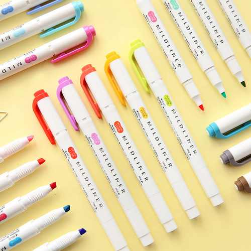 Japanese ZEBRA zebra highlighter pen for students with light color double-headed pen to mark key points WKT7 pen new color complete set