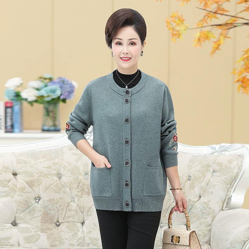 201 кардиган Толстая мама плюс толстый свитер среднего возраста свитер утолщенный