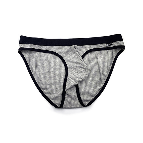 Men's ribbed sweat-absorbent low-rise underwear with large pouch U-shape thin breathable single-layer triangle pants GTOPX MAN