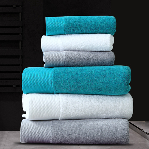 Five-star platinum satin-grade cotton bath towel hotel white cotton towel embroidered logo absorbs water and does not shed lint