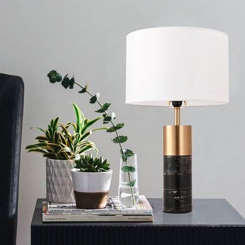Nordic light luxury marble desk lamp, unique creative night light, retro bedroom modern decor small table lamp