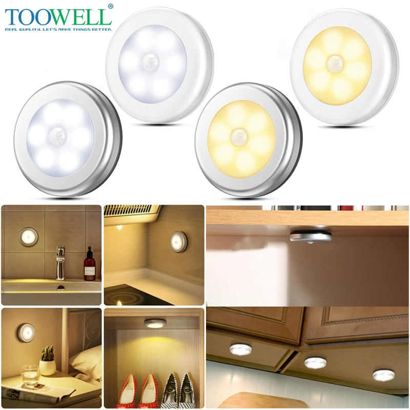 Умный 6LED Индукционная лампа человеческого тела Спальня Прикроватный ночник Домашний Магнитный креативный ночник Коридор Свет для шкафа