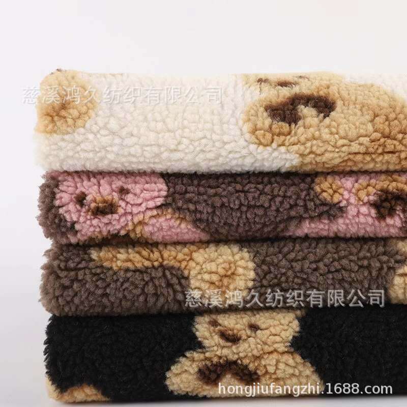 Factory in stock supply jacquard Winnie the Pooh lamb wool sweater coat plush fabric plain lamb wool