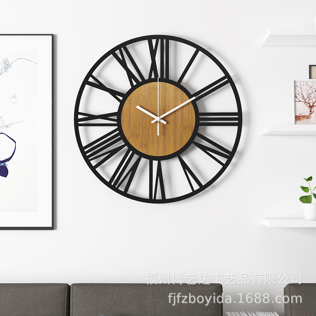 Estilo nórdico Amazon Venta caliente hierro Reloj de pared hogar sala de estar dormitorio Reloj simple creativo luz lujo mudo reloj