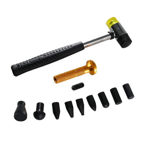 Depressurizing, convex-concave, uneven, concave, shaping, tapping, sheet metal repair tools, rubber mallet, leveling, pen, convex point leveling tool