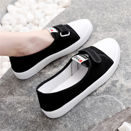 2024 Spring New White Canvas Women's Shoes Korean Style Versatile Breathable Shallow Mouth Casual Lazy Slip-On Cloth Shoes