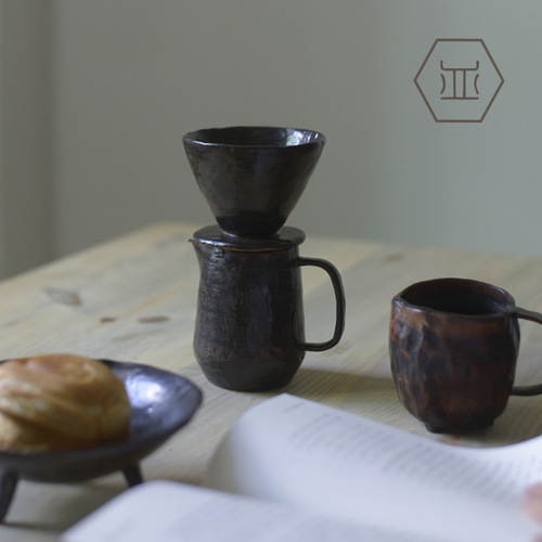 Creative hand-brewed coffee pot set, daily coffee filter cup, instant coffee set, cross-border stoneware handmade coffee set