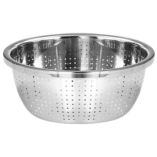 Thickened 304 stainless steel basin, rice washing basin, rice washing sieve, kitchen draining vegetable basin, fruit basket, small hole leaking basin