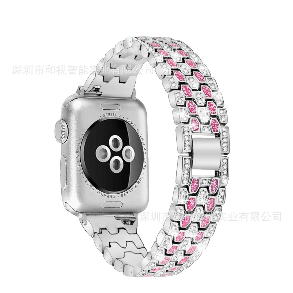 Подходят для Apple Watch умных часов с пятью бусинами и трёхрядной точечной технологической инкрустации драгоценного камня