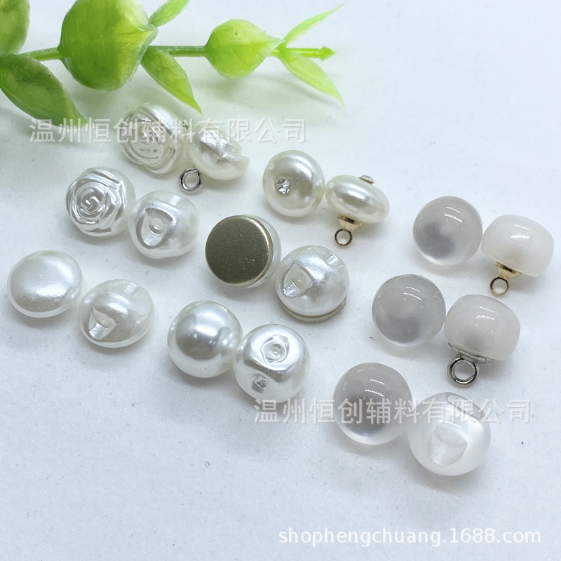 Hengchuang Plastic Imitation White Pearl Button Blouse Shirt Silk Button Dark Eye Translucent Flower Button Hengchuang Plastic Imitation White Pearl Button Blouse Shirt Silk Button Dark Eye Translucent Flower Button