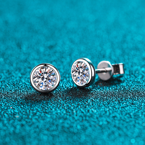 925 sterling silver plated pt950 gold earrings women's style simple moissanite ear jewelry bubble earrings manufacturer wholesale