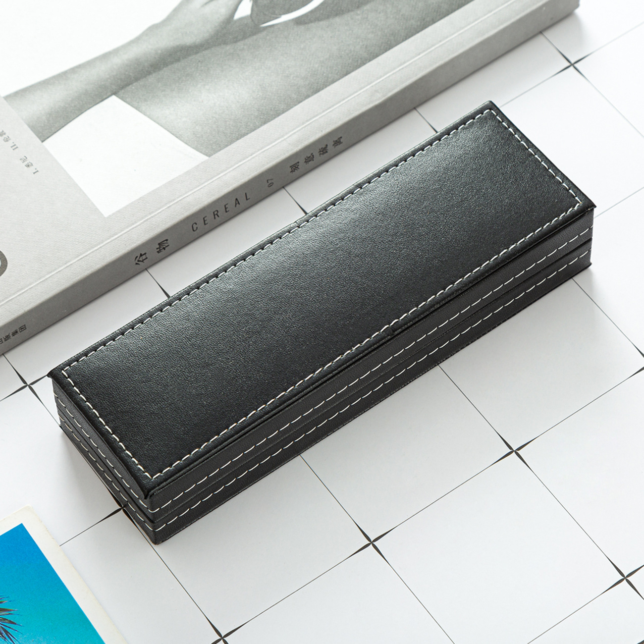 Fuente de la fábrica en stock caja de lápiz caja de embalaje de negocios de oficina caja de lápiz de regalo Flip caja de lápiz de publicidad logotipo imprimible