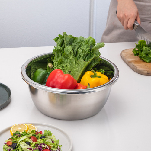 Thickened stainless steel basin, non-magnetic seasoning jar, kitchen sink and basin, egg beater basin, large household basin with lid