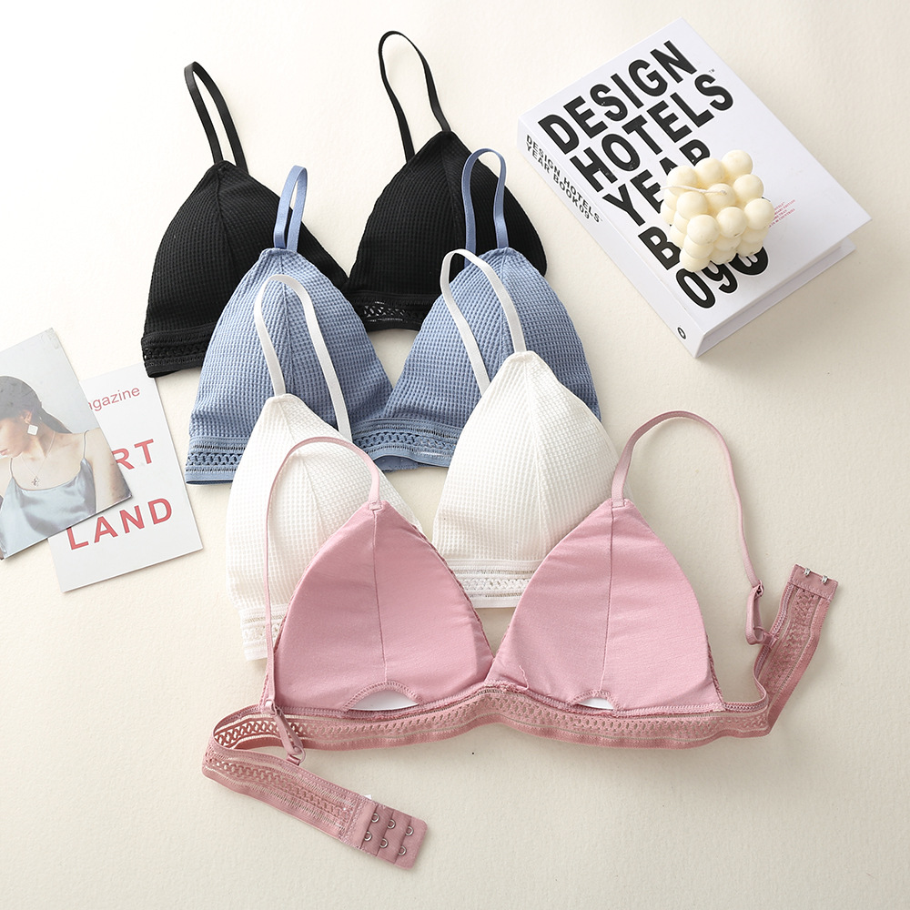 Ropa interior de estilo francés para mujer delgada taza de triángulo sexy pecho pequeño correa de empuje inalámbrica tubo superior sujetador de espalda de belleza de un solo pecho