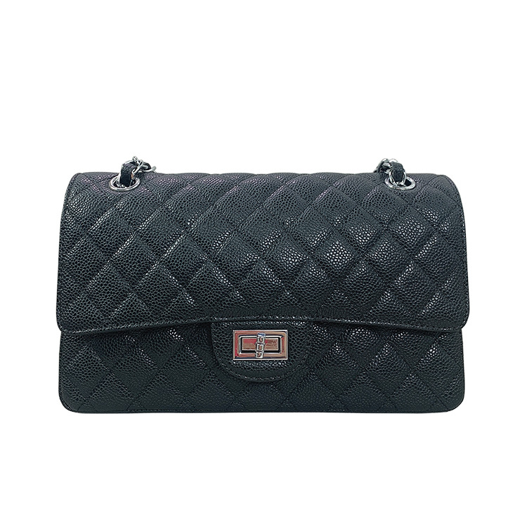 2024 Summer New Xiao Xiang Ling Ge Chain with Caviar Leather Head Layer Cowhide Single Shoulder Diagonal Straddle_voghion.com