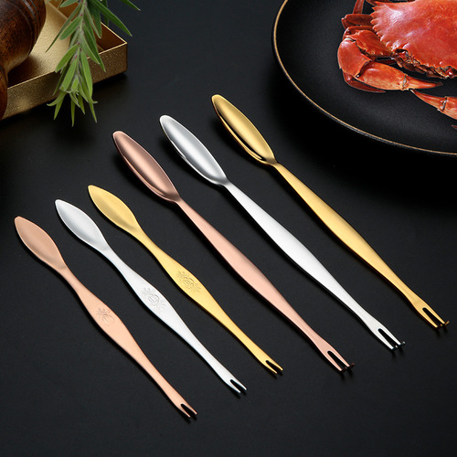 304 stainless steel hairy crab special tools seafood meat spoon fork crab claws crab skewers crab needle gift laser logo
