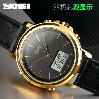 SKMEI时刻美休闲螺旋运动手表合金圆形针扣指针电子表