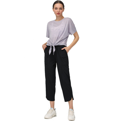 Spring and summer light and breathable short-sleeved T-shirt women's yoga tops European and American sports blouses women's loose fitness wear large size