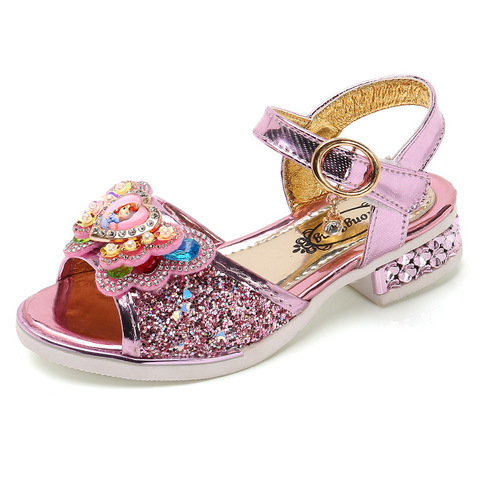 Children's Shoes Girls Sandals Fashion Little Girls Rhinestone Shoes Summer  New Korean Style Middle and Large Children Soft Sole Princess Shoes