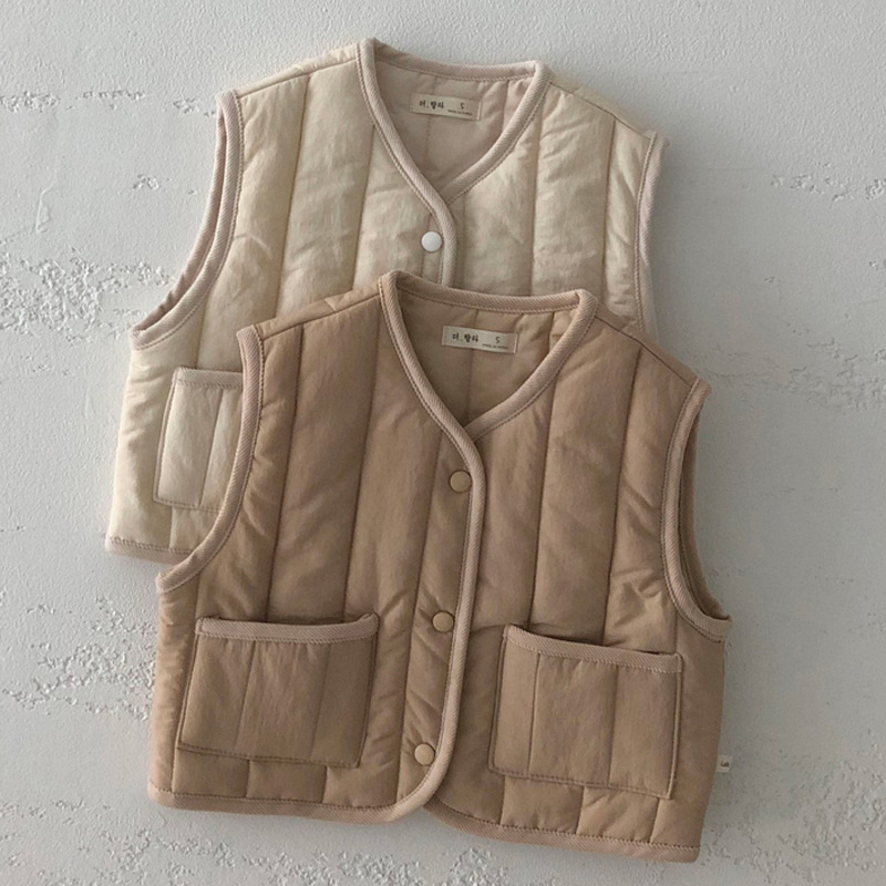 Estilo coreano ropa para niños retro chaleco a juego para niños y niñas práctico chaleco a prueba de viento otoño e invierno nuevo