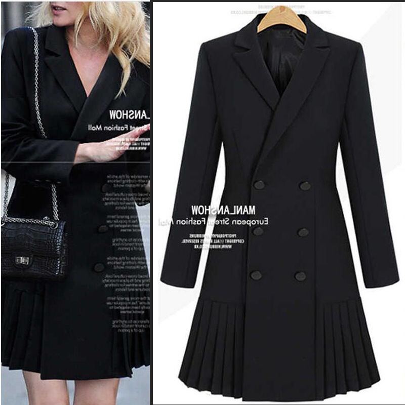 XZ062 plus size women's suit jacket slimming Korean style hem pleated elegant slim mid-length small suit