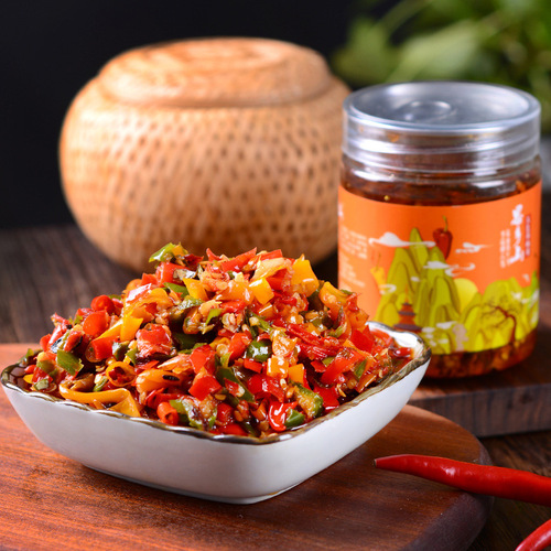 Homeland Mountain Hunan Specialty Chopped Chilies, Farmhouse Mixed Rice with Colorful Bell Peppers, Extra Spicy Appetizer Sauce 280g*1 Can