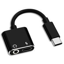 适用乐视小米听歌充电二合一转换器typec耳机金属方块模拟转接线