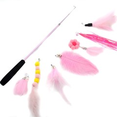 Amazon Cat Stick Replacement Set with 8 Pieces of Various Replacement Heads, Telescopic Fishing Rod Pet Toys Wholesale