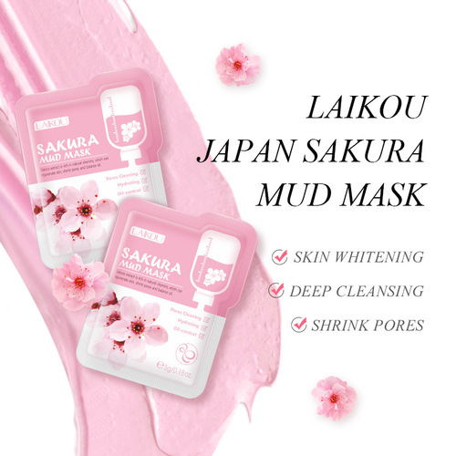 Manufacturer Laiko Sakura Mud Mask Trial Pack Moisturizing Hydrating Cleansing Mask Skin Care Products Wholesale