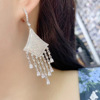 Zirconium, earrings with tassels, pendant, European style, micro incrustation