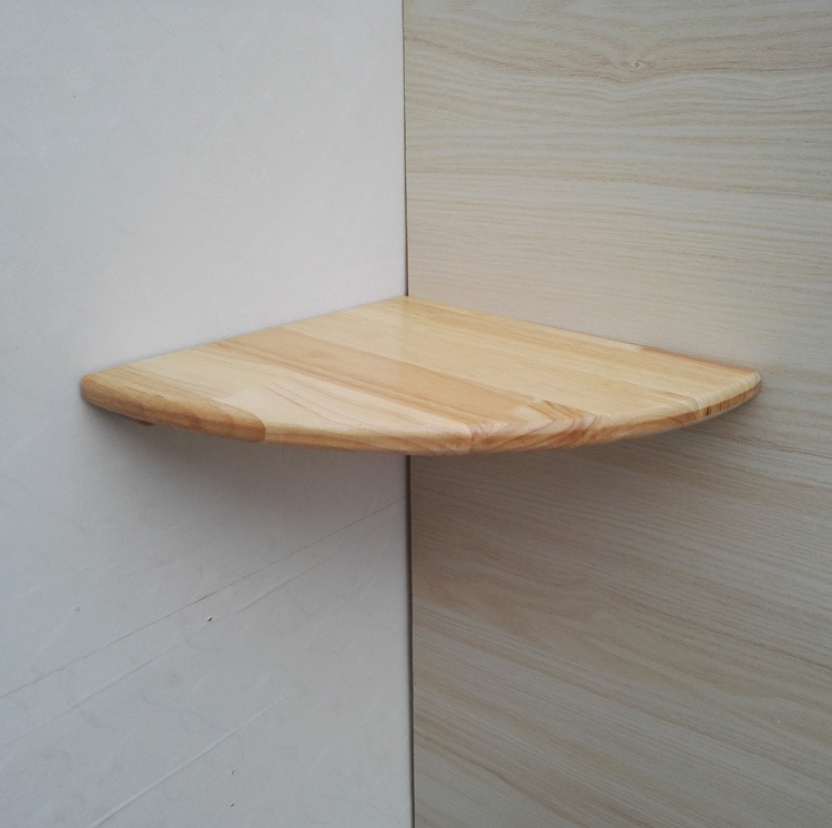 Tabique en forma de abanico, pared de madera de caucho, estante de esquina para colgar en la pared, baño decorativo, baño, baño, sala de estudio, sin perforación