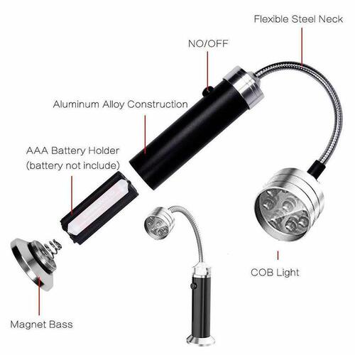 Cross-border supply 9LED barbecue light flashlight night market light tail magnet soft tube work light multi-functional auto repair light