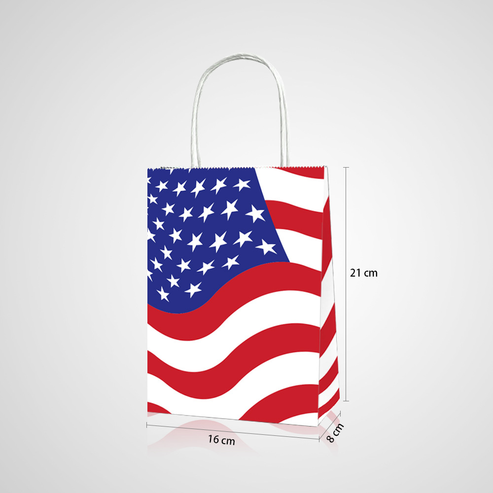 BD017 Amazon Comercio exterior Día de la Independencia Americana Día Nacional regalo del partido caramelo compras bolsa de papel portátil