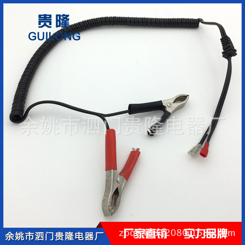 厂家供应TPU/PVC亮面弹簧线电源线 带鳄鱼夹线 各类弹弓线 螺旋线