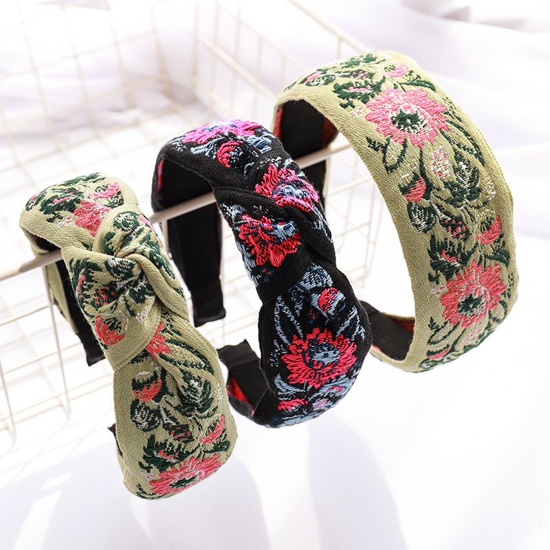 Estilo coreano nueva diadema moda red mismo estilo bordado flor tela diadema horquilla de la muchacha del otoño y el invierno accesorios para el cabello F161